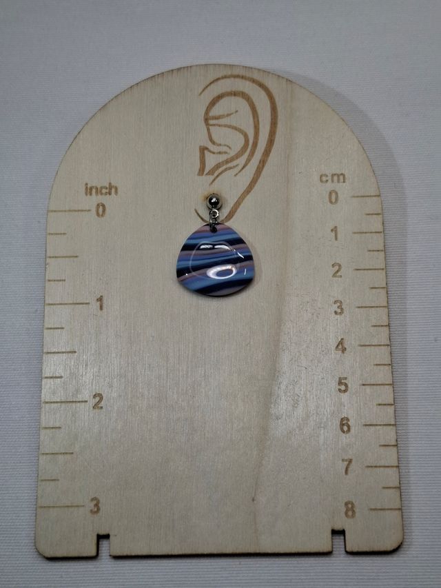 Pendientes de diseño rayas azul y rosa