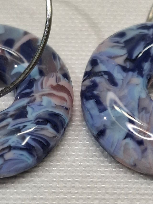 Pendientes Aro Charm Azul y Rosa