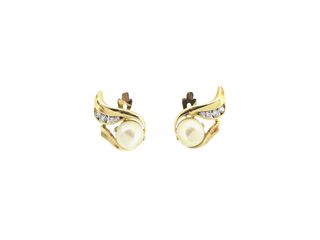 pendientes oro 18k con piedra con circonita,perla