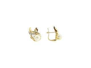 pendientes oro 18k con piedra con circonita,perla