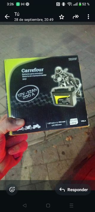 Batería Moto Carrefour 12V 12Ah 200A