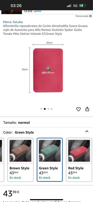 Reposabrazos Alfa Romeo Rojo