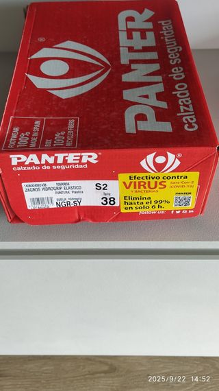 Zapatos de Seguridad Panter Talla 38 Negros