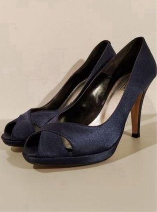 Zapatos de tacón fiesta raso azul marino