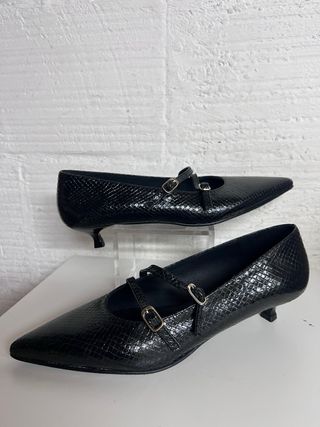Bailarinas tacón mini piel negra T.38
