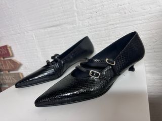 Bailarinas tacón mini piel negra T.38