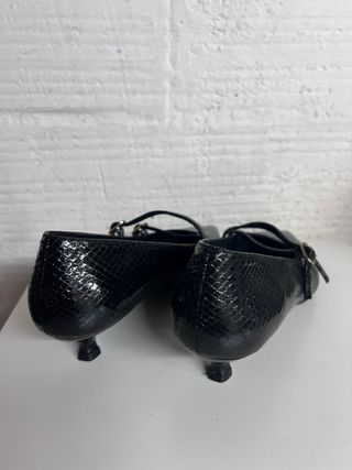 Bailarinas tacón mini piel negra T.38