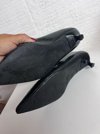 Bailarinas tacón mini piel negra T.38