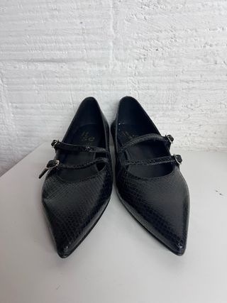 Bailarinas tacón mini piel negra T.38