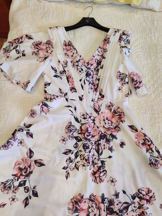 Abito lungo floreale rosa e bianco