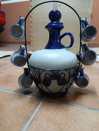 Juego Licorera Cerámica y Forja