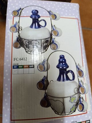 Juego Licorera Cerámica y Forja