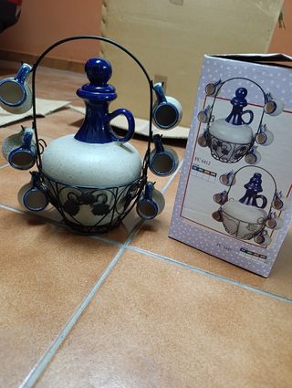 Juego Licorera Cerámica y Forja