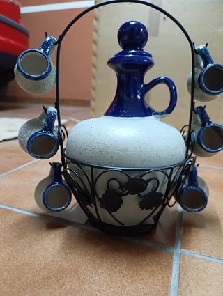 Juego Licorera Cerámica y Forja