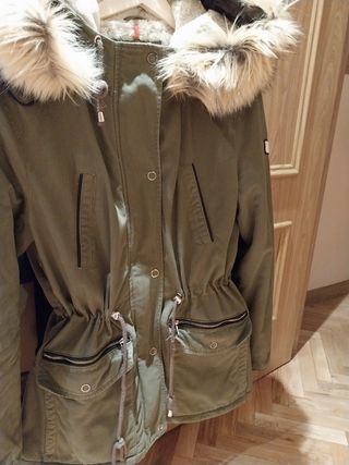 Chaquetón verde mujer capucha 3/4