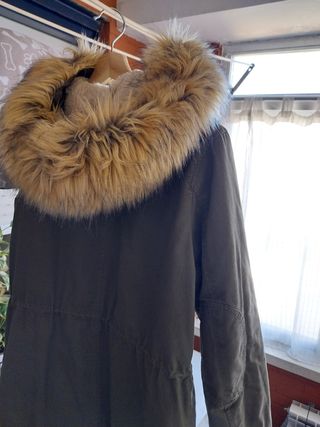 Chaquetón verde mujer capucha 3/4