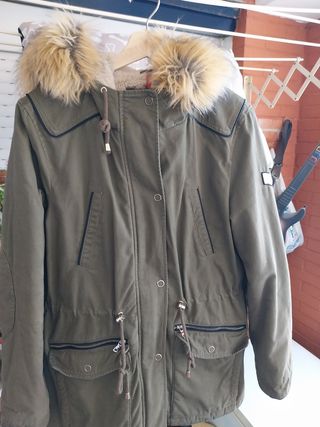 Chaquetón verde mujer capucha 3/4