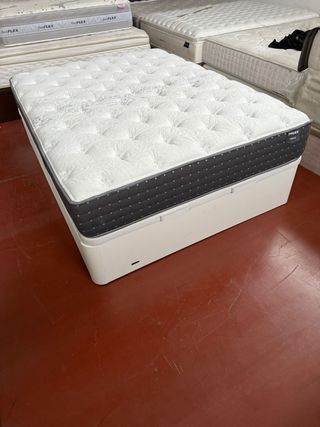 Canapé Blanco y Colchón Flex Hybrid 150x200