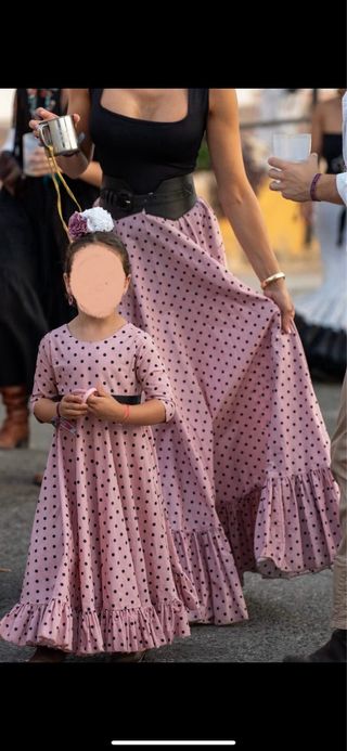 Falda y Vestido Flamenca Madre e Hija Lunares