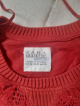 Jersey mujer Zara Rojo Encaje