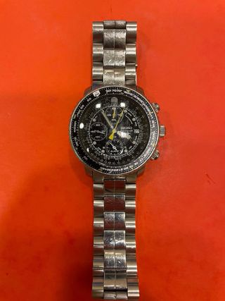 Reloj Seiko Cronógrafo Negro y Plateado