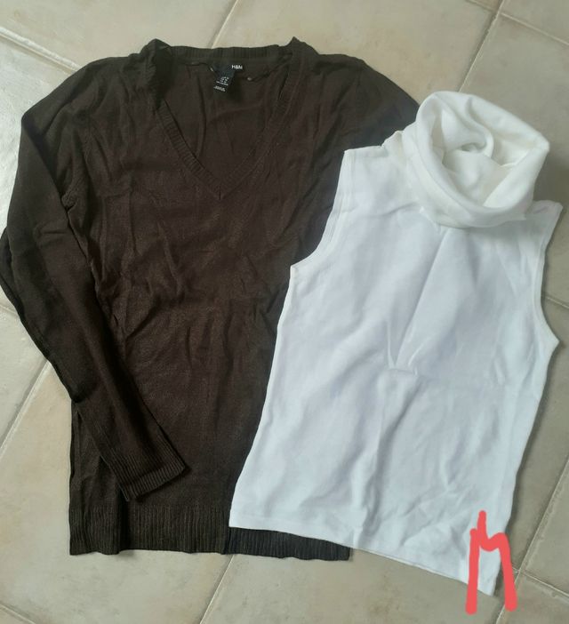 Lote 2 jerséis H&M: marrón y blanco