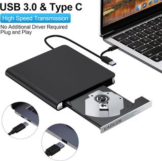 Lector CD/DVD Externo,Grabadora USB 3.0 y Type-C