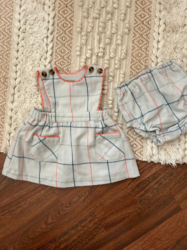 Vestido y pololos de bebé a cuadros coconut