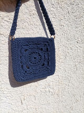 Borsa uncinetto Granny blu 20x20