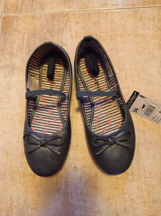 Manoletinas niña azul lazo