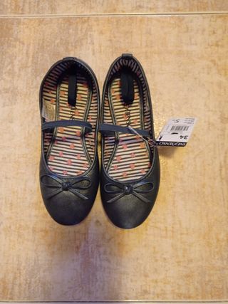 Manoletinas niña azul lazo