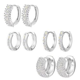 Set 3 Pares Pendientes Aro Plata