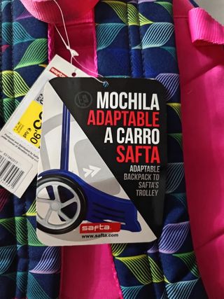 Mochila Benetton azul y rosa