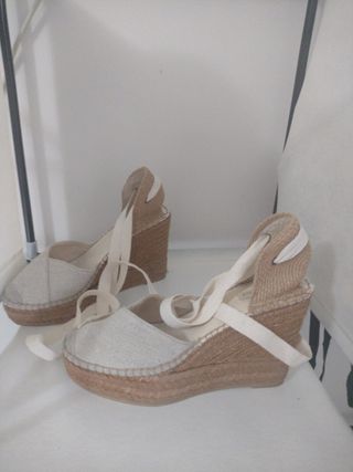 Alpargatas plataforma Au Revoir Cinderella beige 