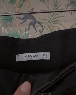Pantalón Mango Talla M Negro Cinturón Hebilla