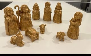 Belén Nacimiento Escayola Dorado 10 Piezas
