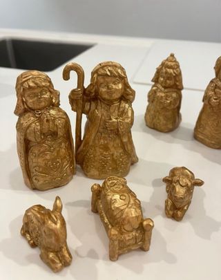 Belén Nacimiento Escayola Dorado 10 Piezas