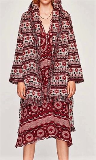 Abrigo mujer dibujos étnicos multicolor. Como Nuev