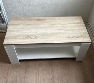 Mesa de salón moderna madera y blanco