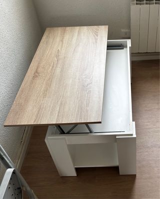 Mesa de salón moderna madera y blanco