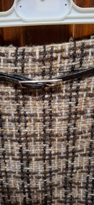 Gonna vintage a quadri beige e marrone