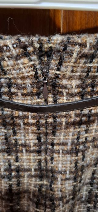 Gonna vintage a quadri beige e marrone