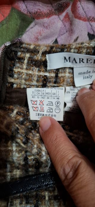 Gonna vintage a quadri beige e marrone