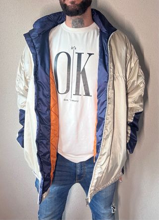 Chaqueta Le Coq Sportif Retro Beige/Azul