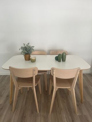 Mesa Comedor + 4 Sillas Madera
