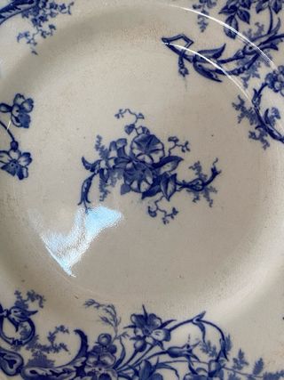 Plato antiguo inglés Cauldon “Chintz” - Azul y bla