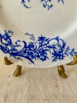 Plato antiguo inglés Cauldon “Chintz” - Azul y bla