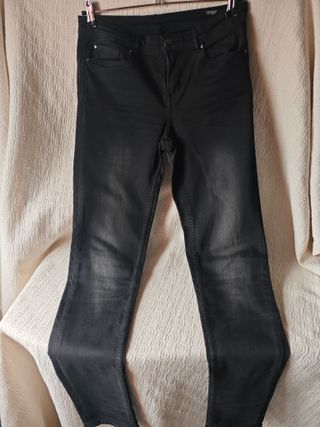 Pantalón pitillo vaquero mujer talla 42 negro elás