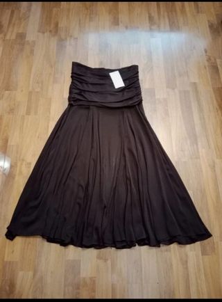 Falda midi Zara marrón