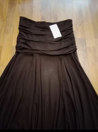 Falda midi Zara marrón